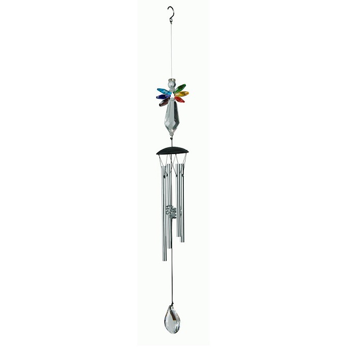 URCheers Carillon à Vent Ange En Cristal - Décoration Jardin Fée Dorée Argentée Suspendue